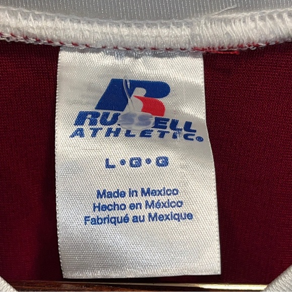 RUSSELL sporty spice SHIRT DRESS athletic burgundy White Stripes Short Sleeve Lg - Picture 13 of 16